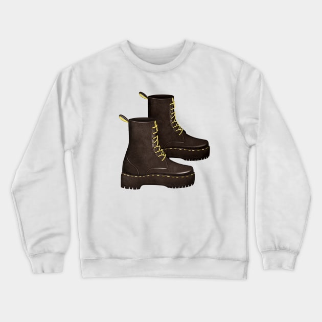 Dr Martens illustration boots autumn fall footwear Crewneck Sweatshirt by mikhaleeevich